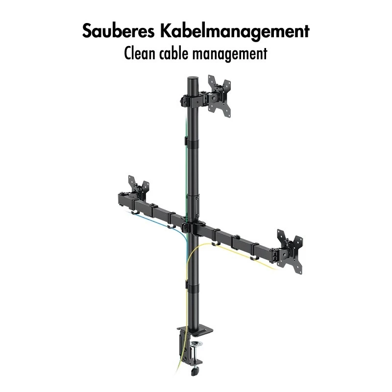 LOGILINK Trigubas monitorių laikiklis 17-27 colių ekranams, 10 kg rankai, juodas