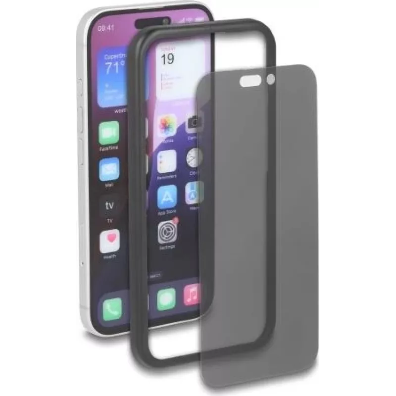 Delock Grūdinto stiklo privatumo ekrano apsauga, skirta Apple iPhone 16 Pro, Anti-Spy 2 krypčių, su montavimo pagalba (81648)