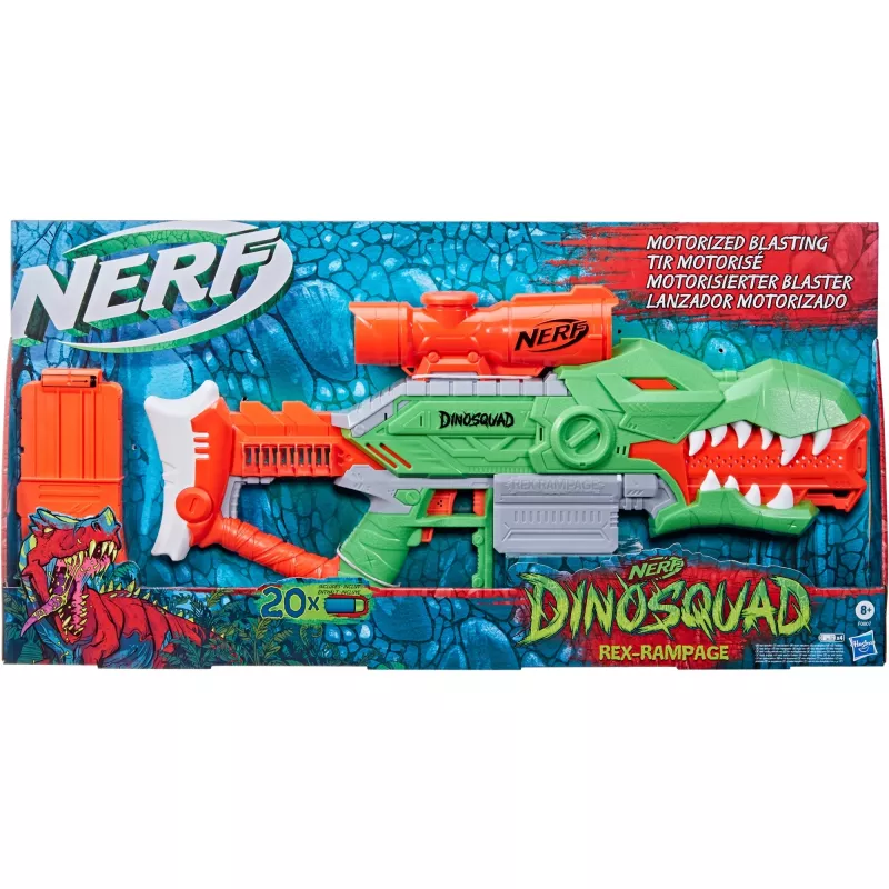 HASBRO Nerf DinoSquad Rex-Rampage Motorizuotas strėlių paleidėjas – žalia/oranžinė