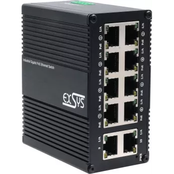 Exsys EX-62026PoE Pramoninis mini jungiklis 10 prievadų Gigabit PoE+ 12-48VDC