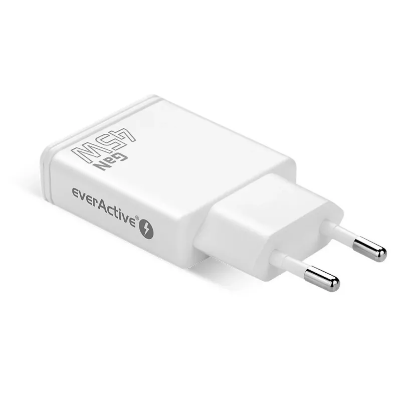 EVERACTIVE GaN 45W USB-C įkroviklis QC3.0 SC-465Q Baltas
