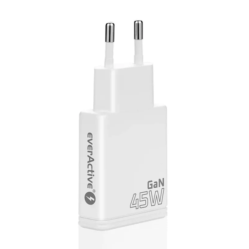 EVERACTIVE GaN 45W USB-C įkroviklis QC3.0 SC-465Q Baltas