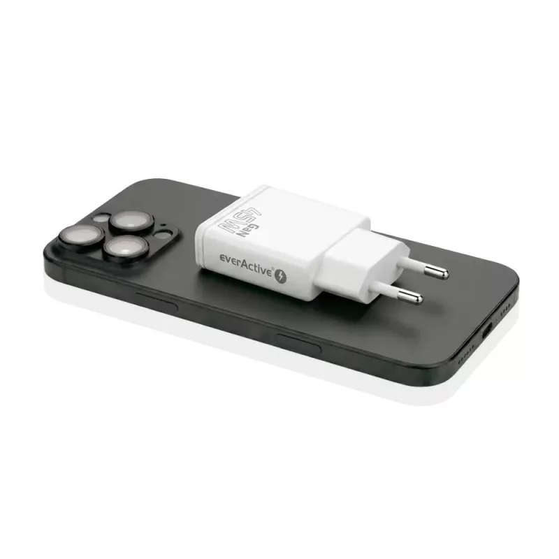 EVERACTIVE GaN 45W USB-C įkroviklis QC3.0 SC-465Q Baltas