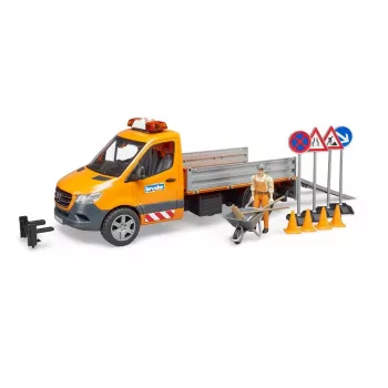 BRUDER MB Sprinter Municipal su šviesos ir garso moduliu, oranžinė, 1:16 mastelis
