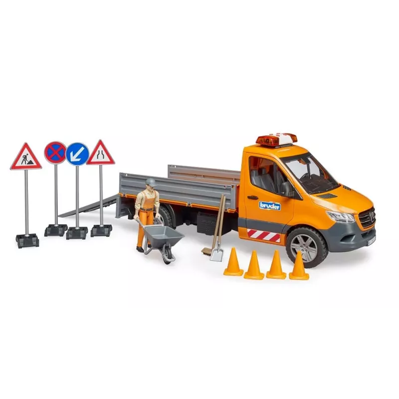 BRUDER MB Sprinter Municipal su šviesos ir garso moduliu, oranžinė, 1:16 mastelis