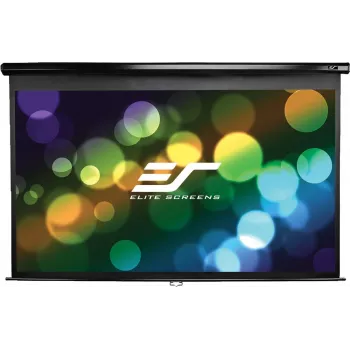 Elite Screens Manual Series M106UWH 106 inch 16:9 rankinis ištraukiamas projektorinis ekranas su MaxWhite 1.1 stiprinimu, baltu korpusu