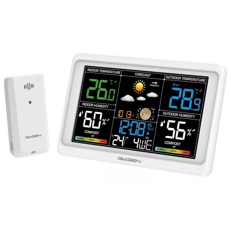 GoGEN GOG-ME3350W Belaidė oro stotelė su spalvotu LCD ekranu ir lauko jutikliu