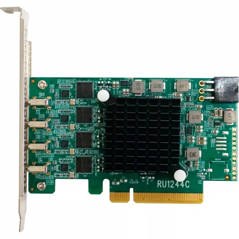 HighPoint RocketU 1244C USB 3.2 Gen 2x2 PCIe 3.0 x4 Host Adapter Card su 4 USB-C prievadais