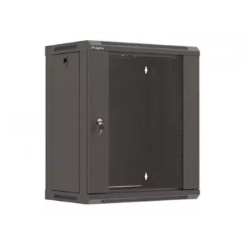 LANBERG WF03-5312-10B 19 inch Sieninis stelažas 12U 540x350 plokščios pakuotės su stiklinėmis durelėmis juodas