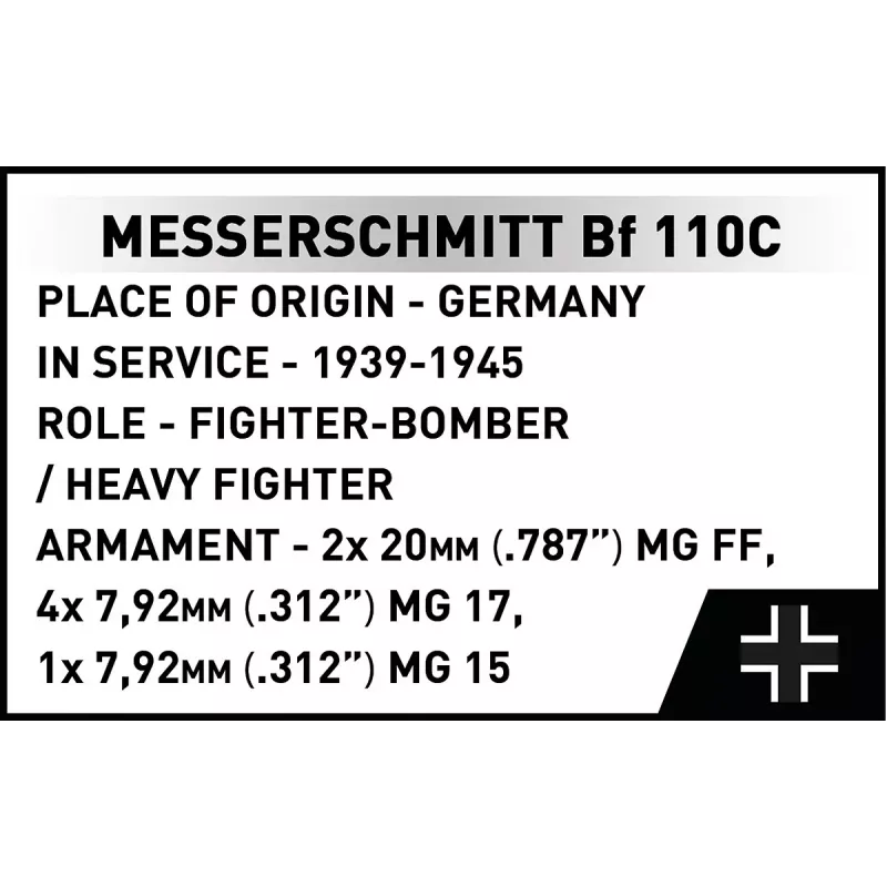 Konstruktorius COBI KLOCKI Messerschmitt BF 110C, 578 detalių