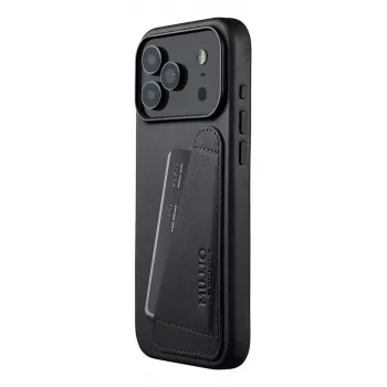 Mujjo Wallet Leather Case, iPhone 17 Pro Max, MagSafe, juoda
