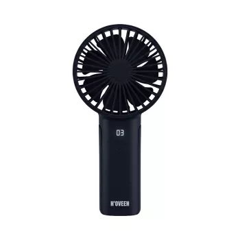 N'OVEEN F120 nešiojamas rankinis ir stalinis ventiliatorius su įkraunama baterija, USB, 1200 mAh, 3 greičiai, baltas