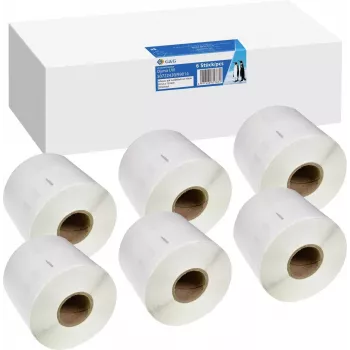 G&G Suderinamos adresų etiketės, skirtos DYMO 99014, S0722430 - 54 x 101 mm, tiesioginio terminio spausdinimo, baltos, nuolatiniai klijai, 1320 etikečių (1 ritinys)