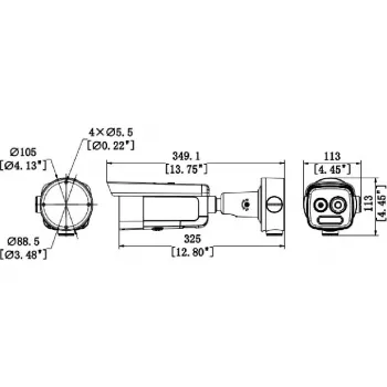 Hikvision HM-TD2618-3/G0/T1A terminė ir optinė bi-spektrinė IP kamera, 160x120 terminė, 4MP optinė, 3,1 mm terminis objektyvas, 4 mm optinis objektyvas, IP66