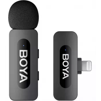 BOYA BY-V1 V2.0 Ultra Compact 2,4GHz belaidis mikrofonas, skirtas Lightning įrenginiams - 1TX+1RX
