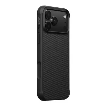 PITAKA Aramid ProGuard MagSafe Case, iPhone 17 Pro, juoda/pilka dryžuota