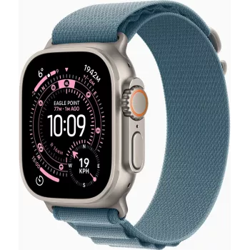 Apple Watch Ultra 3 GPS + Cellular 49mm Natural Titanium Case with Blue/Bright Blue Trail Loop - M/L