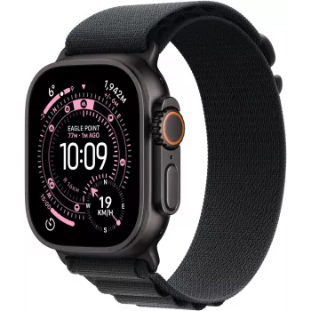 Apple Watch Ultra 3 GPS + Cellular 49mm juodo titano korpusas su juoda Alpine Loop apyranke – vidutinė MF0V4QR/A