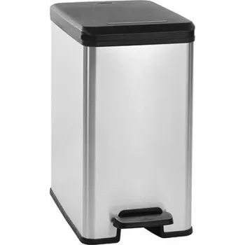 CURVER Slim Bin 25L šiukšliadėžė, metalizuota sidabrinė/pilka