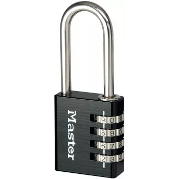 Master Lock 7640EURDBLK Kombinacinis spynos užraktas, 40 mm korpusas, grūdinto plieno kilpa, 4 diskų perprogramuojamas, sidabrinis/pilkas