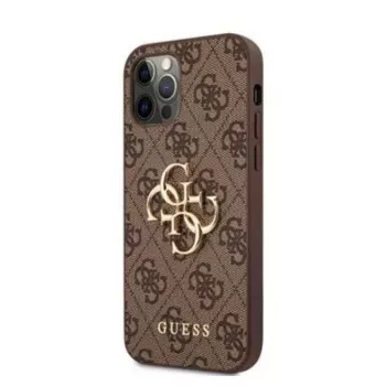 GUESS Hard Cover 4G Metal Logo Brown, apsauginis dėklas, skirtas Apple iPhone 12 / 12 Pro