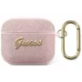 Apsauginis dėklas Guess GUA3SASMP Saffiano Script Metal Collection Apple AirPods 3rd Generation ausinukams, rožinis