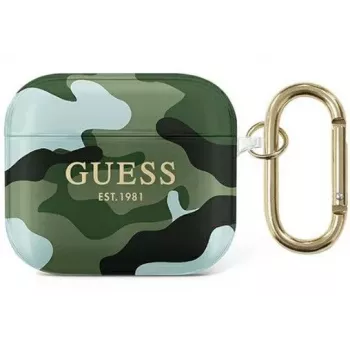 Apsauginis dėklas Guess GUA3UCAMA Camo Collection Apple AirPods 3rd Generation – žalias/khaki