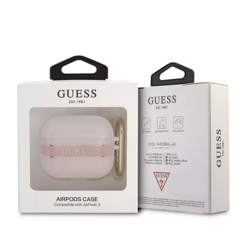 Guess GUA3HHTSP Strap Collection silikoninis dėklas AirPods 3 – rožinis