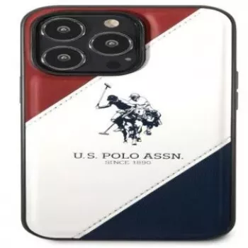 US Polo Assn Tricolor Embossed Back Cover for Apple iPhone 14 Pro - White