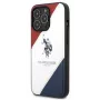 US Polo Assn Tricolor Embossed Back Cover for Apple iPhone 14 Pro - White
