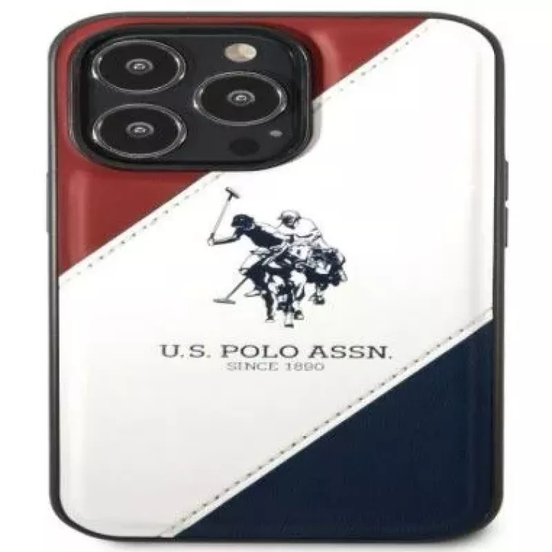 U.S. POLO ASSN. USHCP14XPSO3 Tricolor Embossed Case, iPhone 14 Pro Max, 6,7 inch, White