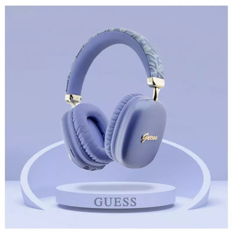 Guess Gcube Metallic Script Logo Ausinės „On-Ear“ su Bluetooth – Violetinės