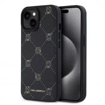 Karl Lagerfeld KLHMP15SPGKHPHK apsauginis dėklas iPhone 15 6,1 inch juodas su Karl Head dizainu ir MagSafe