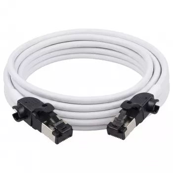 Synergy21 Patch Cable RJ45, CAT6A 500MHz, 2m, White, S/FTP, Slimline Round d=4,5mm, TPE/LSZH (Superflex), AWG28, su CAT7 Raw Connector, Rotatable Connector