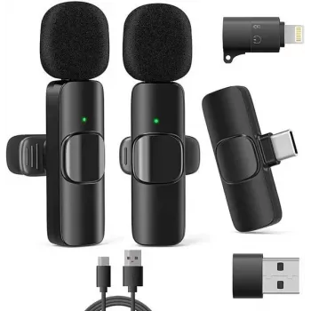 Belaidė mikrofono sistema RealPower HS-1 – 2 dinaminiai rankiniai mikrofonai ir UHF imtuvas (863-865 MHz) – 30 m veikimo atstumas – USB-C įkraunamas imtuvas – 495513