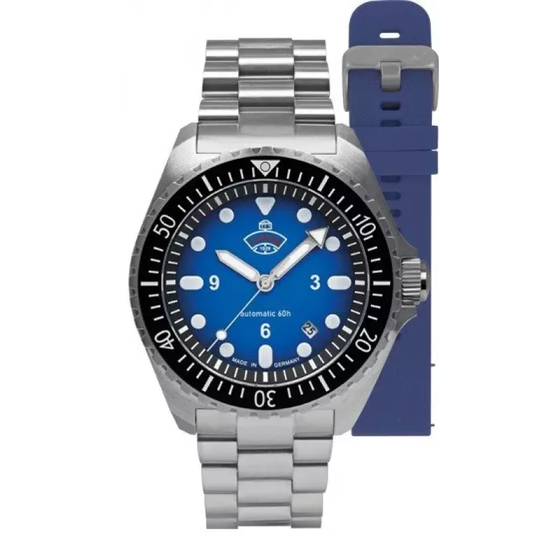 Ruhla 1929 NVA Kommando 4960M-3 SET Automatinis Laikrodis 40mm Juodas Ciferblatas Odinis ir NATO Dirželis