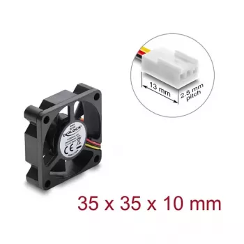 Delock Axial Fan 12 V DC, 35 x 35 x 10 mm Black