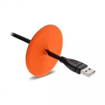 Delock Silicone Cable Feed-through Round Ø 65 mm Wall Mount / Table Mount White / Orange