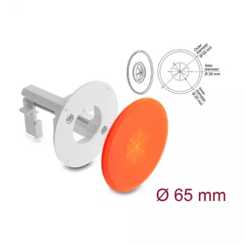 Delock Silicone Cable Feed-through Round Ø 65 mm Wall Mount / Table Mount White / Orange
