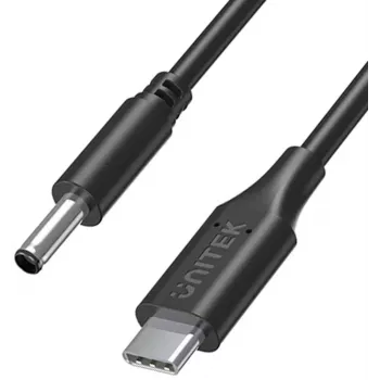 UNITEK Dell Laptop Power Cable 65W USB-C to DC 4,5mm - 1,8m Black