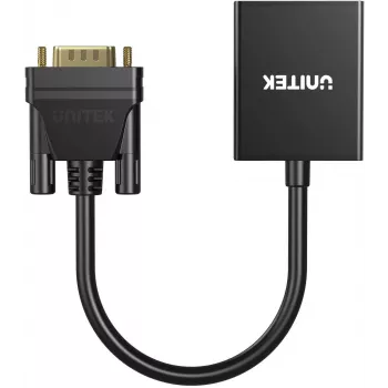 UNITEK VGA į HDMI adapteris Full HD 1080p juodas 15 cm