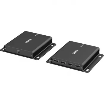 UNITEK USB-C į 4x USB-A ilgintuvas per Ethernet, iki 150 m, 480 Mbps, juodas