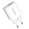 Wozinsky WGWCW 20W USB-A USB-C sieninis įkroviklis – baltas