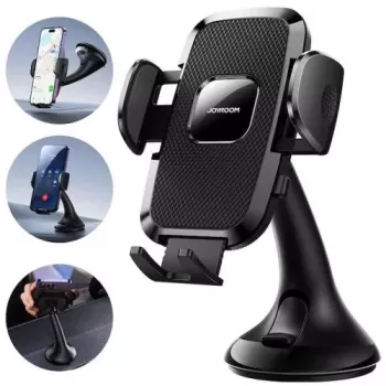 Joyroom JR-ZS259 Mechaninis laikiklis automobiliui universalus telefonui ant prietaisų skydelio / lango - juoda