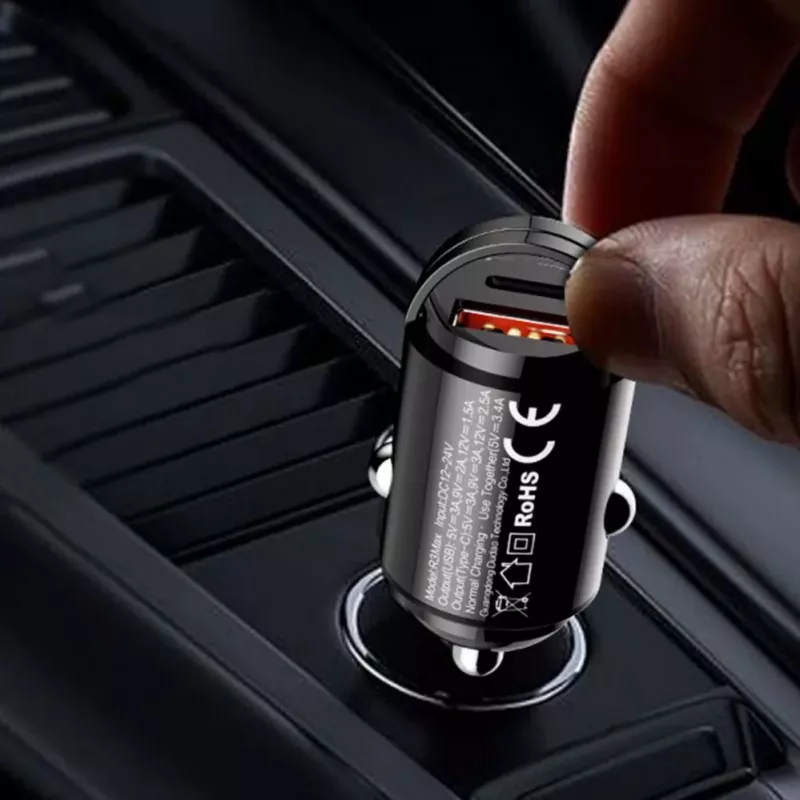 Dudao R3MAX 48W QC PD Mini Car Charger - Juoda