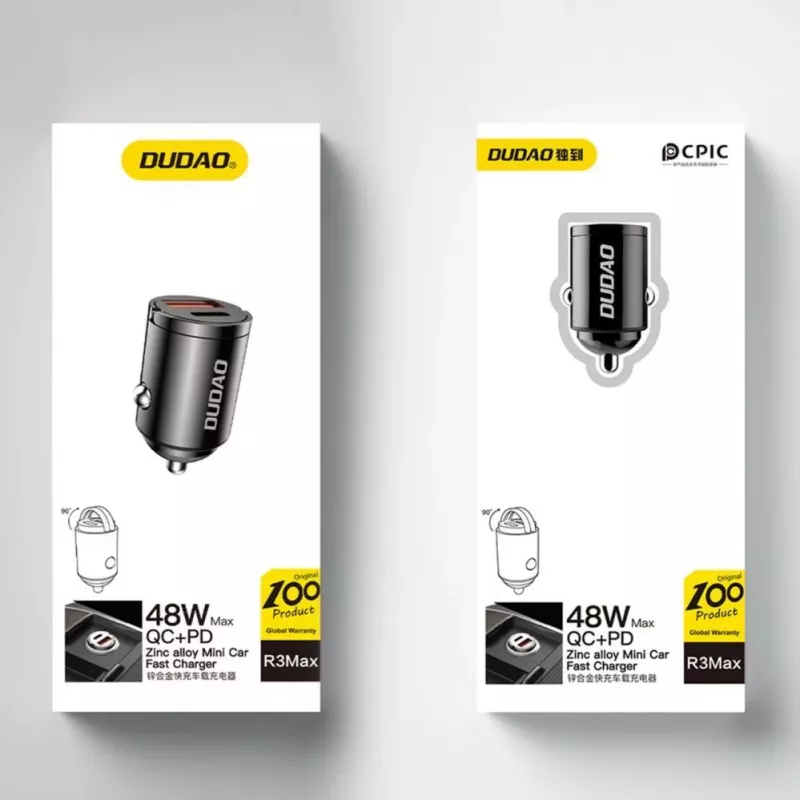 Dudao R3MAX 48W QC PD Mini Car Charger - Juoda