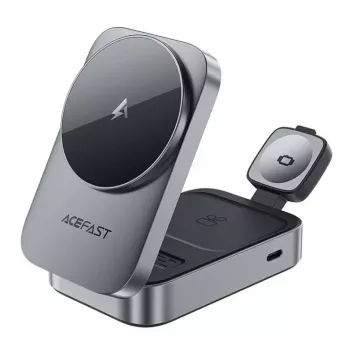 ACEFAST E22 3-in-1 belaidė įkrovimo stotelė su MagSafe suderinamumu – pilka