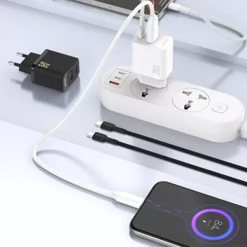 Dudao A26T GaN 25W USB-A, USB-C Įkroviklis - Juodas