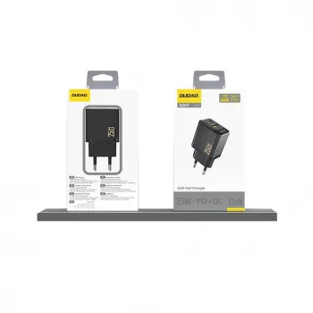 Dudao A26T GaN 25W USB-A, USB-C Įkroviklis - Juodas