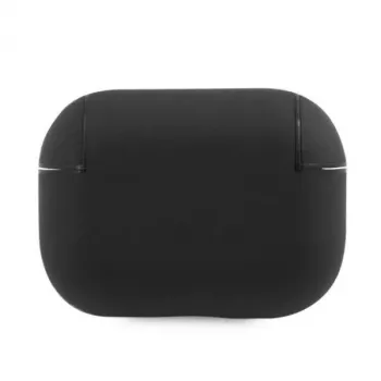 BMW AirPods Pro Dėklas iš Natūralios Odos Sidabrinis Logotipas Juodas